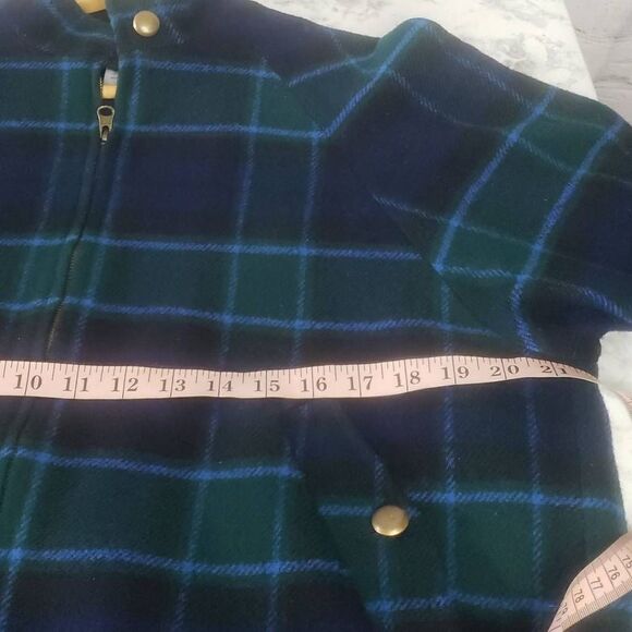Vintage Women Pendleton 100% Wool Green and Blue Plaid Jacket - Picture 4 of 12
